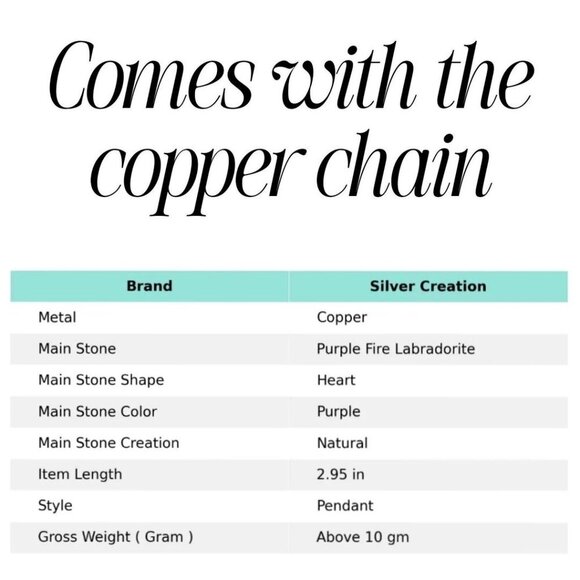 Purple Fire Labradorite Heart Pendant – Copper Wire Wrapped Necklace | Handmade - Picture 6 of 15